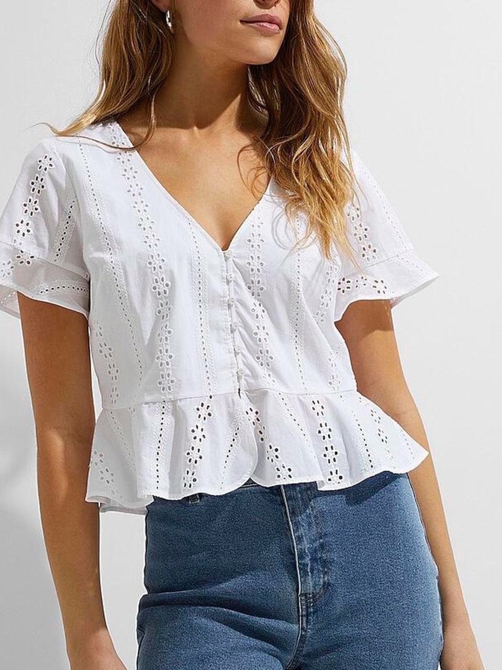 V-Neck Peplum Blouse